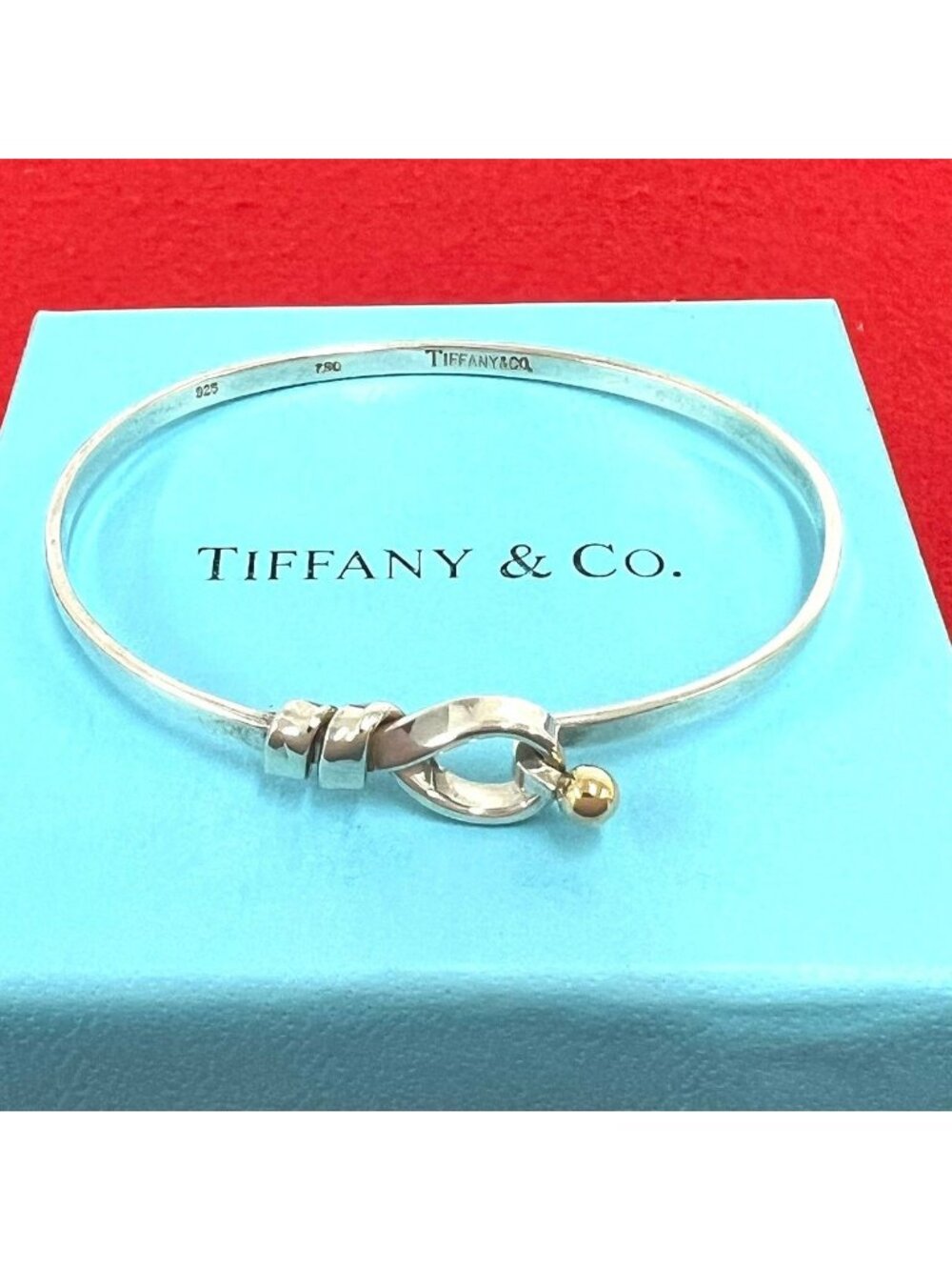 Tiffany & Co Vintage Hook Eye Bracelet Silver Yellow Gold